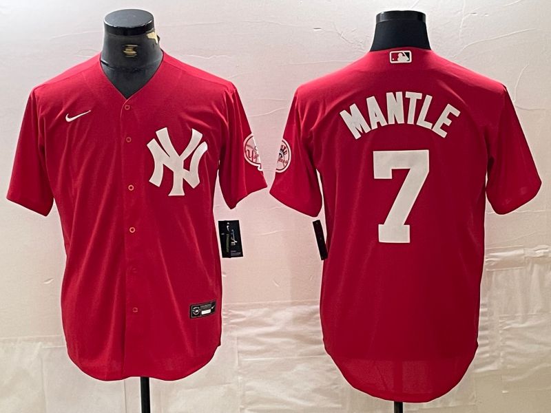 Men New York Yankees #7 Mantle joint name Nike 2024 MLB Jersey style 1